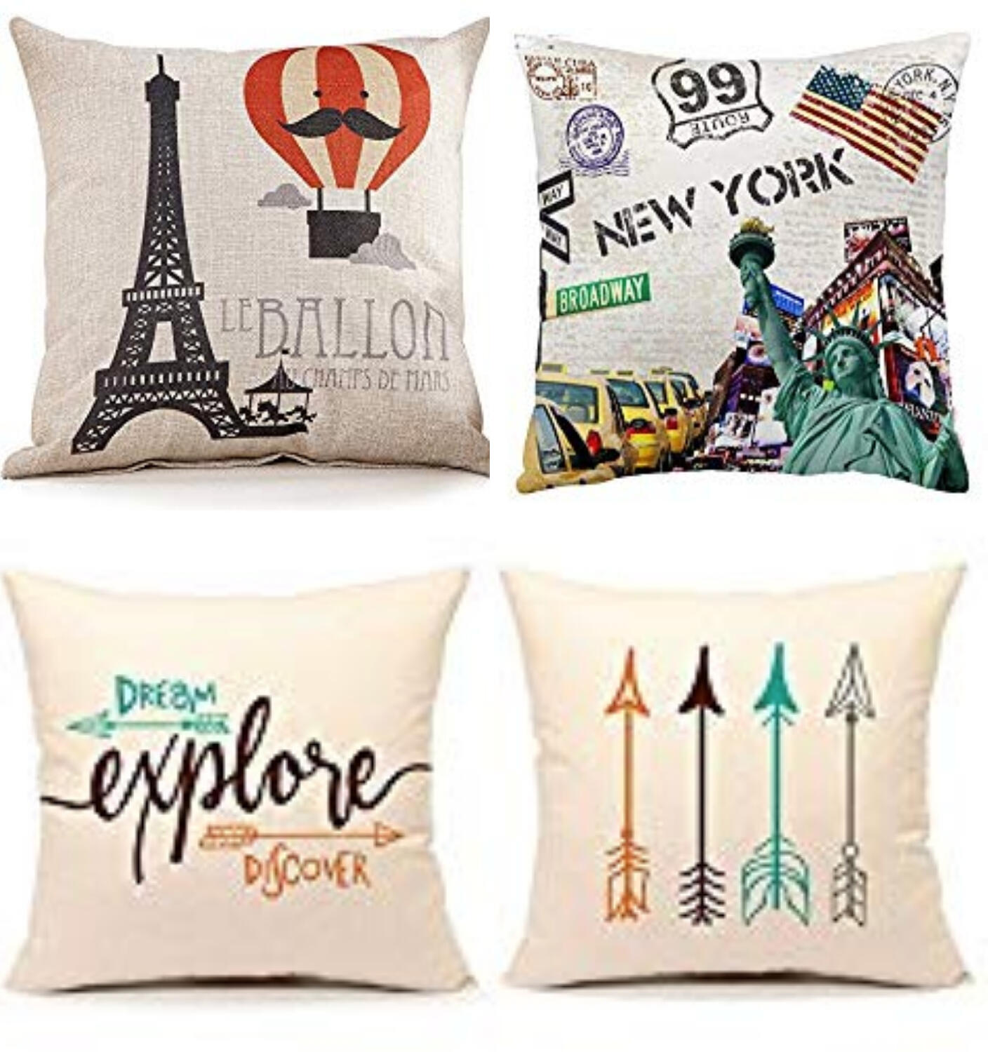Travel themed on sale throw pillows