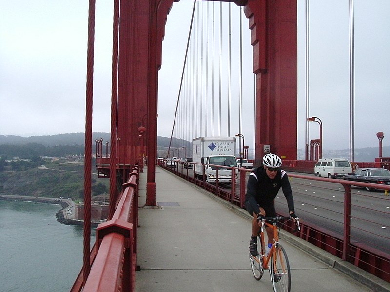 Biking across Golden Gate_Bridge
