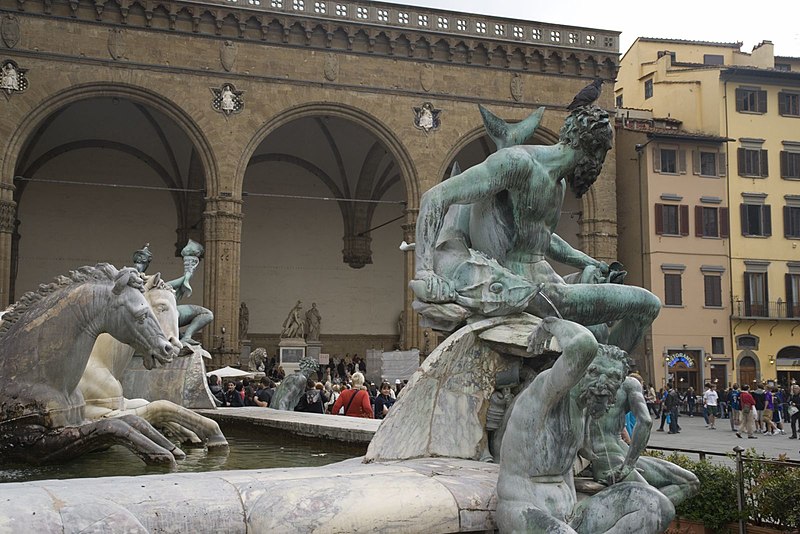 Renaissance art in the Piazza della Signoria Florence Italy